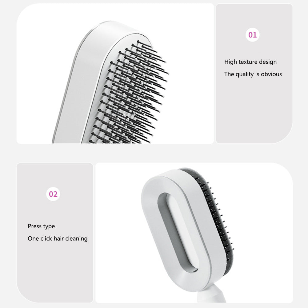 Self-Cleaning Hair Brush - One-Key Hair Removal & Scalp Massage - Sozofy