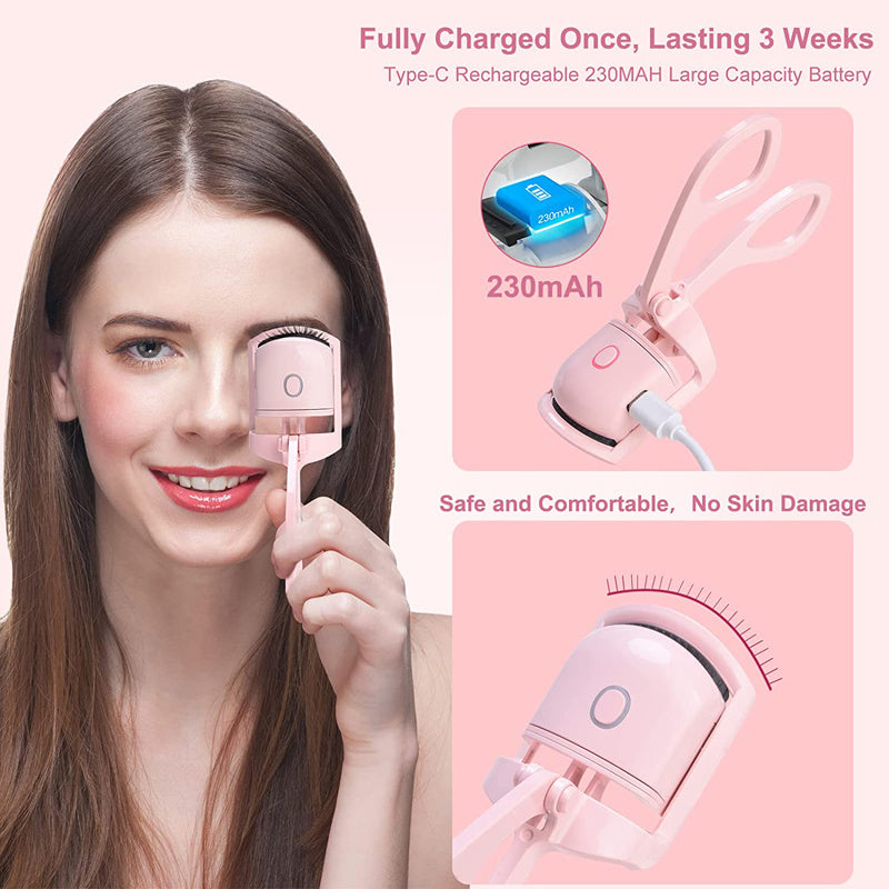 Portable Heated Eyelash Curler - Long-Lasting Lift, USB Rechargeable - Sozofy