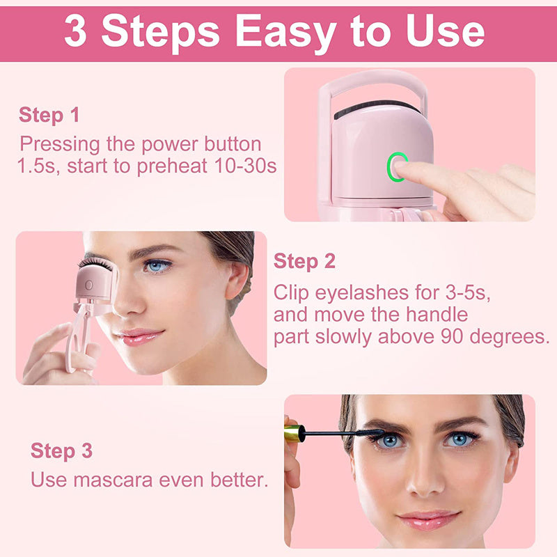 Portable Heated Eyelash Curler - Long-Lasting Lift, USB Rechargeable - Sozofy