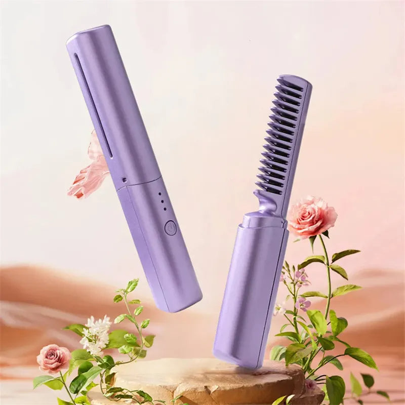 Professional Wireless Hair Straightener & Curler - Fast Heating, Portable Styling Tool - Sozofy