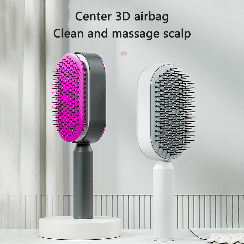 Self-Cleaning Hair Brush - One-Key Hair Removal & Scalp Massage - Sozofy