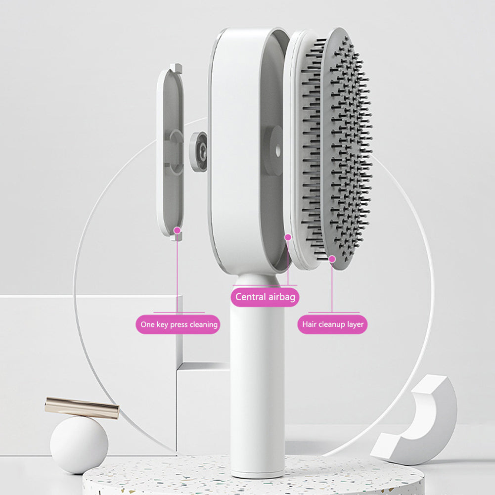 Self-Cleaning Hair Brush - One-Key Hair Removal & Scalp Massage - Sozofy