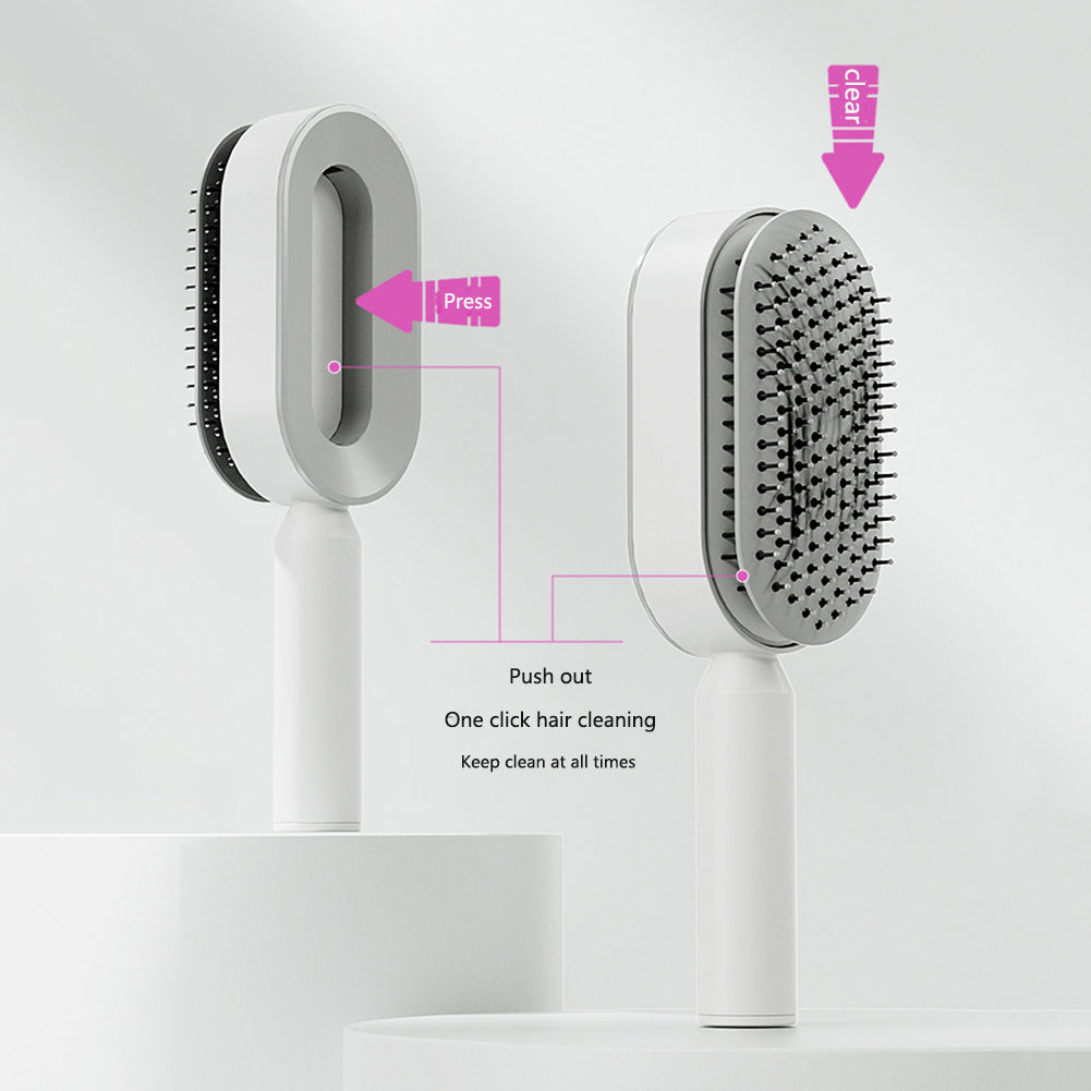 Self-Cleaning Hair Brush - One-Key Hair Removal & Scalp Massage - Sozofy