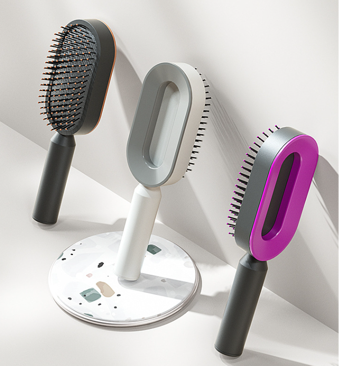 Self-Cleaning Hair Brush - One-Key Hair Removal & Scalp Massage - Sozofy