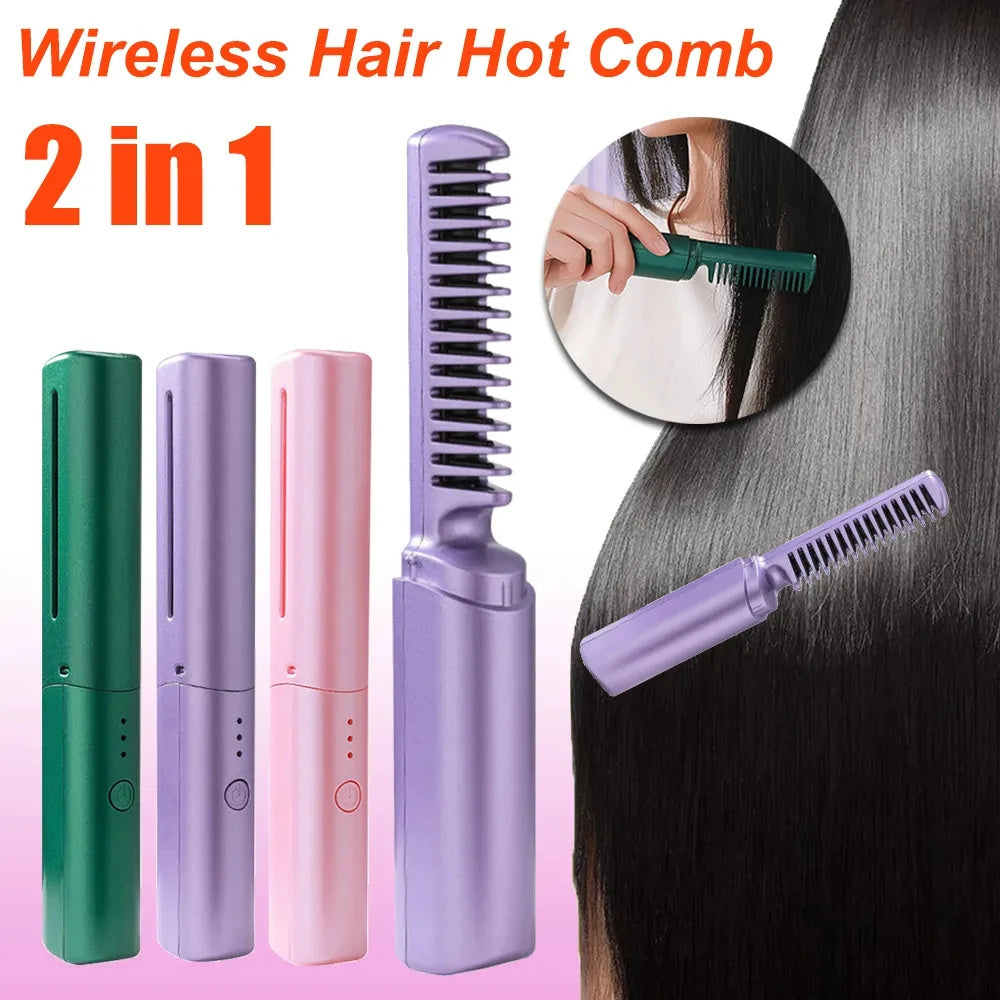 Professional Wireless Hair Straightener & Curler - Fast Heating, Portable Styling Tool - Sozofy