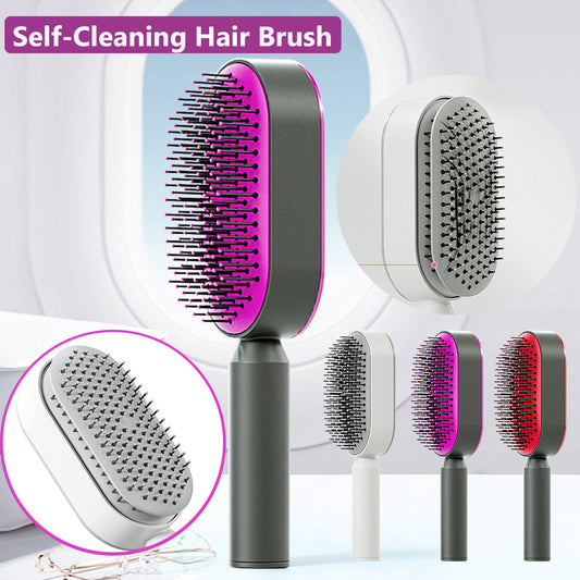 Self-Cleaning Hair Brush - One-Key Hair Removal & Scalp Massage - Sozofy